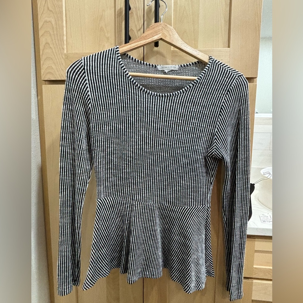 Caution to the Wind Striped Sweater Blouse